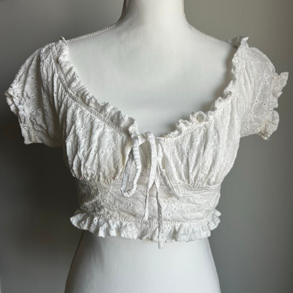 Idem Ditto Anthropologie Cottagecore Peasant Milkmaid Crop Top Boho Size S